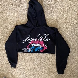 Love Kills Cropped Hoodie